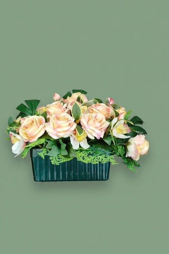 Potée funéraire en fleurs artificielles 002