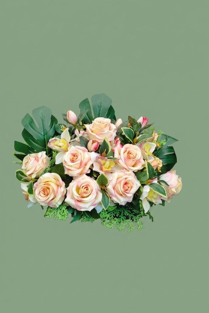 Potée funéraire en fleurs artificielles 002