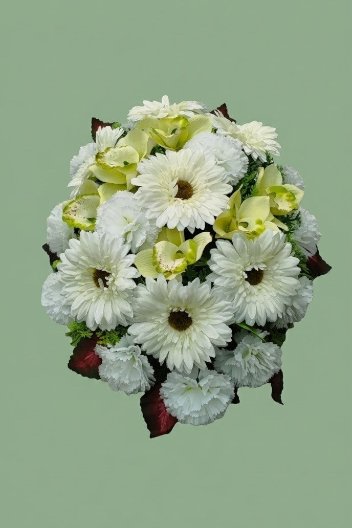 Coussin funéraire en fleurs artificielles 001