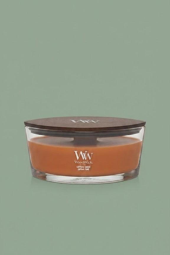 Bougie WoodWick Ellipse Safran Fumé