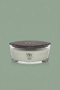 Bougie WoodWick Ellipse Teck blanc