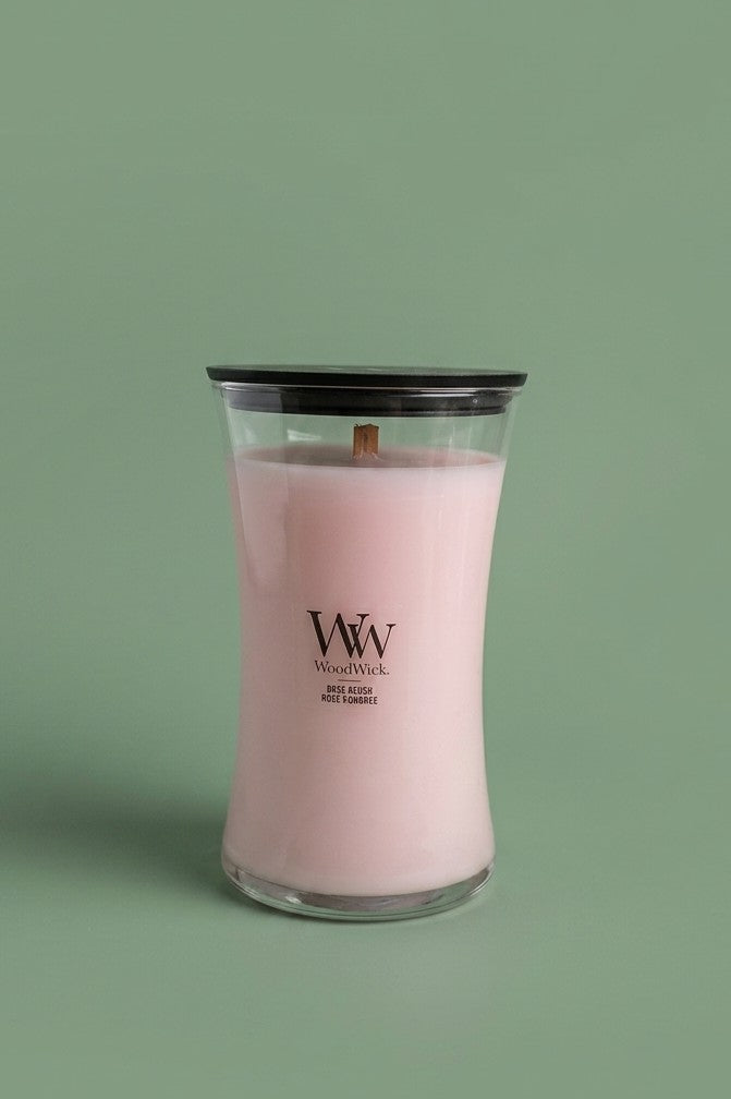 Bougie WoodWick Large Rose poudrée