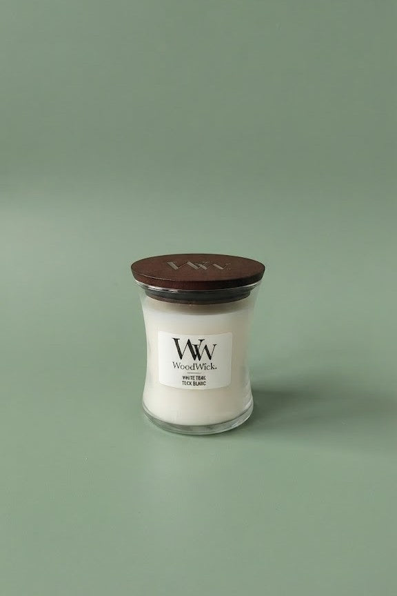 Bougie WoodWick Small Teck blanc