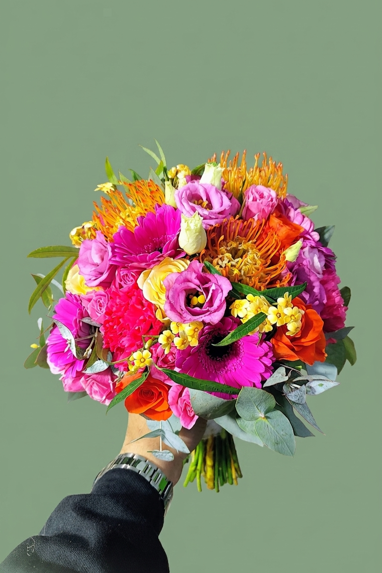 Bouquet de mariée coloré 001